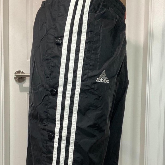 Vintage Black Adidas Straight Fit Tear Away Track Pants - Picture 3 of 4